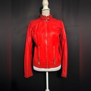 Women's Round Neck Leather Guess Jacket (Size Small)